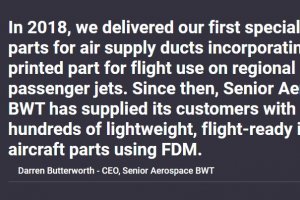 Senior Aerospace BWT emmène la fabrication additive FDM dans les airs