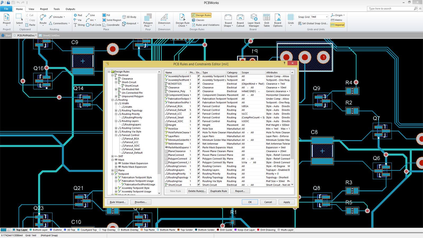 logiciel ecad solidworks pcb